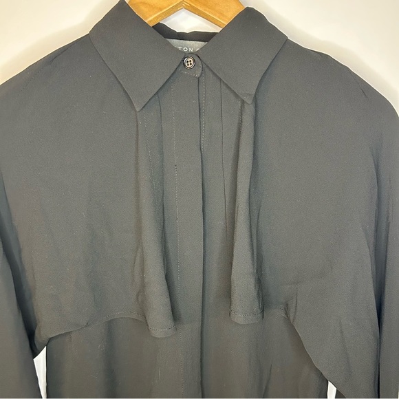 *NWT* Alton Gray Black Button Down Collar Blouse, Sz XS, Cape Detail Top, Shirt - Picture 2 of 11